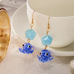 Cute Octopus Earrings Creative Glass Octopus Long Drop Earrings Unqiue Marine Series Design Earrings Wholesale Custom Packaging