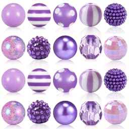 20 Pcs Chunky Bubblegum Beads Focal Beads Pen Beads Large Rhinestone Pearl Beads Christmas Beads for Pen Jewelry Making Keychain