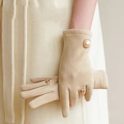 Women Winter Keep Warm Fingertips Clamshell Touch Screen Pearl Gloves Fashion Elegant Retro Luxury Fleece Soft Drive