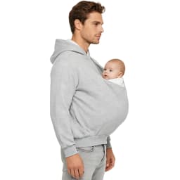 Men Hooded Sweatshirt Kangaroo Jacket Dad and Baby Carrier Hoodie Front Large Pouch Pullover Top for Outing Travel Homewear