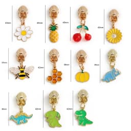 10/30/100PCS Cute Enamel Bee Sunflower Cherry 5# Zipper Puller Slider Heads For Tape Purse Bags Hangbag Charm Gift Accessories