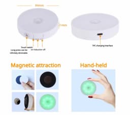 Night Light With Motion Sensor Wireless LED USB Rechargeable Lamp RGB Mood Puck Lights For Bedroom Bedside Cabinet Decor