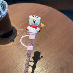 Cute Bear Straw With Dust Cover Cap Silicone Kawaii Cat Claw Straw Stoppers For Tumbler Pink Straws Tip Cover Protector 7mm