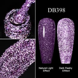 Mtssii Reflective Glitter Gel Pink Sparkling Sequins Gel Nail Polish Soak Off UV Nail Gel Semi-permanent Nail Art Decoration