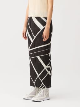 Miyake Pleated Fold Lines Printed Minimalist Design Straight Skirt