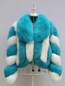 Women's Luxury Natural Fox Fur Jacket Long Turn-Down Collar Real Fox Fur Jacket Turn-down Collar Luxury