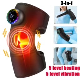 Eletric Knee Heating Massager 3 in 1 Elbow Shoulder Knee Pad Thermal Vibration Leg Support Belt Muscle Relax 3-Speed Heated