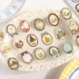 Journal GO 18pcs Lace Chiffon Stickers Vintage Scrapbooking Decorative Decals Planner Card Craft Making Retro Materials
