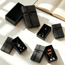32pcs 5x8cm Jewelry Box with Sponge Black Necklace Ring Studs Earrings Paper Jewellery Boxes Birthday Gift Packaging Display