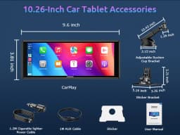 ESSGOO 10.26" portable universal For RVs Trucks SUVs car stereo Radio Tourscreen GPS WIFI carplay Android auto BT MIrror link FM