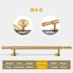 Pure Copper French Gold Wardrobe Handle Solid  Brass Cabinet Door Handle American Cabinet Door Drawer Gold Handle Brass