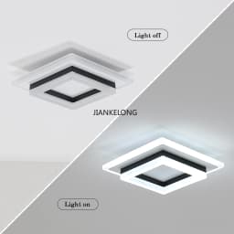 JIANKELONG Modern LED Square Ceiling Lamps 24W, Acrylic Ceiling Light for Bathroom, Hallway, Bedroom, Cool White Light 6500K