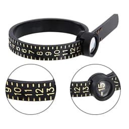 Black Plastic Ring Sizer Measure Sizes 1-17 Finger Gauge Genuine Tester Wedding Ring Band With Magnifier Jewellery Measure Tool