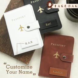 Takeoak Personalized Name Passport Holder Credit Card Wallet Leather Passport Book Suede Passport Cover Travel Accessories