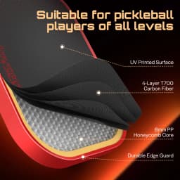 Joysent USAPA Pickleball Paddle Thermoformed T700 Raw Carbon Fiber Pickleball Racket PP HoneycombCore With Spin Textured Surface