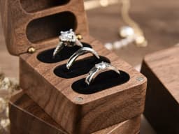 3 Slots Walnut Wood Triple Flip Ring Box,Custom Engagement Wooden Wedding Ring Boxesx Anniversary,Proposal Rings Holder Bearer