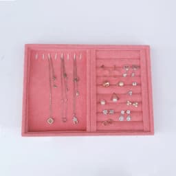 Pink Velvet B/M/S Necklace Earrings Storage Box Showcase Jewellery Stand Holder Ring Jewelry Display Organizer Case Tray Holder