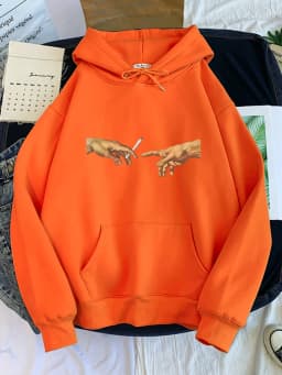 Hoodies Women's Two Hands And a Cigarette Graphic Print Hoodiest Thirteen Colors Harajukua Style Casual Top Women Street Style