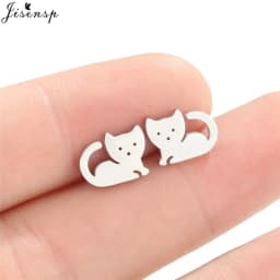 Cartoon Animal Earings Multiple Stainless Steel Cat Stud Earring for Women Girls Small Dog Paw Ear Studs Funny Jewelry Oorbellen