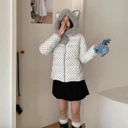 Retro New Polka Dot Long-sleeved Hooded Cotton Jacket Women's Winter Versatile New Thickened Warm Down Cotton Versatile Jacket
