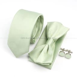 Hot Sale Bowtie Cufflink Brooch Tie Set Polyester Purple Blue Sage Green Necktie For Groom Suit Wedding Cravat Shirt Accessory