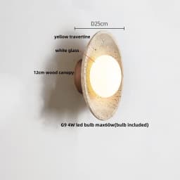 IWHD Nordic Modern LED Wall Lights Living Dining Room Bar Yellow Travertine Interior Home Decor Creatvie Bedside Lamp Lamparas