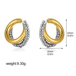 1pcs Delicate CZ Zircon Double Layer C-shape Chunky Cuff Earrings Stainless Steel No Piercing Cartilage Ear Clip Luxury Jewelry