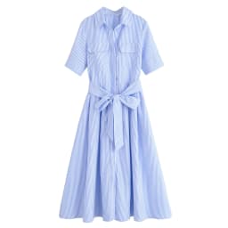 HH Women Summer Lapel Short Sleeve Pocket Single-Breasted Belt Decorate Midi Dress Female Fashion Shirt Style Pleated Dress