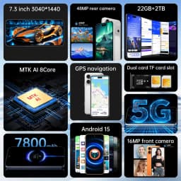 K-Touch M17 Pro Max Mobile Phones Smartphone 7.3 Inch Android 15 Global Version Cell Phone 16+48MP Camera 5G Dual Card Dual Standby 7800mAh Global Version Cellphones