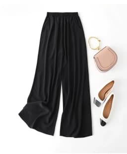 Tcyeek 100% Natural Silk Pants Women Summer Clothes Casual Elastic Waist Wide Leg Pants Solid Color Woman Trousers Streetwear