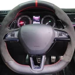 Anti-Slip Genuine Leather Suede Braid Car Steering Wheel Cover For Skoda Citigo Roomster Fabia Octavia Superb Karoq Rapid
