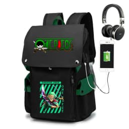 One Piece Zoro Print School Backpack Large Capacity Casual Daypack Travel Bag for Kids Teens