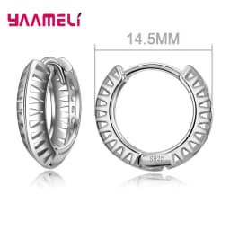 100% Real 925 Sterling Silver Earrings Statement Heart Star Square Round Geometric Hoop Flexible Earwire Leverback Women Jewelry