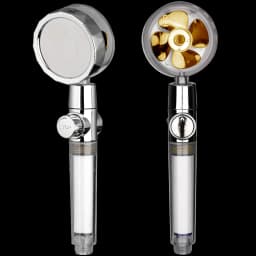 ZhangJi New Propeller Driven Shower Head with Stop Button and Cotton Filter Turbocharged High Pressure Handheld Shower Nozzle