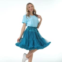 Skirt Length 55cm Women Tutu Skirt Solid Fluffy Tulle Princess Ball Gown Pettiskirt Ladys Ballet Party Performance Dress PP008