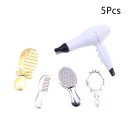 Hot 1Set 1:12 Dollhouse Mini Hair Styling Set Hair Dryer Comb Mirror Mini Furniture Bedroom Scene Pretend Play Table Miniature