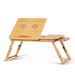 Wooden Portable Folding Laptop Desk Compact Student Table Mobile Space-Saving Bedside Reading Tray Table Multi-Functional
