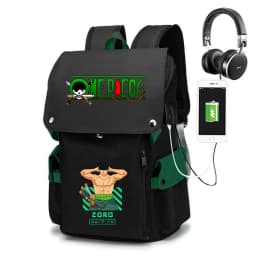 One Piece Zoro Print School Backpack Large Capacity Casual Daypack Travel Bag for Kids Teens