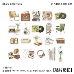 4style 40pcs Vintage Dark Art PET Stickers Creativity Decorative Diary Album Scrapbooking Collage material Junk Journal Supplies
