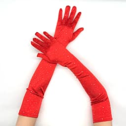 Women 55cm Satin Flash Drill Shiny Long Gloves Retro Campus Dance Party Wedding Bride Stage Performance Opera