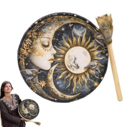 Shamanic Drum Creative Handmade Frame Drum Fashionable 10 Inch Egyptian Pharaoh Moon Goddess Drum Hand Drum with Drum Stick for