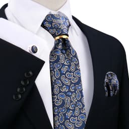 Necktie Ring For Men Luxury Tie Handkerchief Cufflinks With Gold Metal Ring Suit Paisley Red Tie For Wedding 8cm Man Accessories