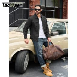 TACVASEN Quilted Cargo Jackets Lightweight Full Zip Corduroy Collar Jackets Cotton Casual Shacket Padded Coats with 5 Pockets