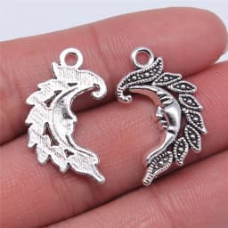 10pcs Moon Charms For Jewelry Making Antique Bronze Silver Color Pendants Making DIY Handmade Tibetan Finding Jewelry