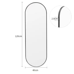 【Lifeideas】Modern Oval Metal Full Length Wall Mirror Gold/Black