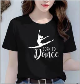 Dance Letter Print T Shirt Ballet Silhouette Monogram Print Women's T-shirt Loose Aesthetic Tops Graphic T Shirts Pro Choice