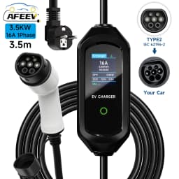 AFEEV Portable EV Charger Type2 IEC62196-2 16A EVSE Fast Charging Cable Type1 SAE J1772 Wallbox 3.5KW GBT Electric Car Charger