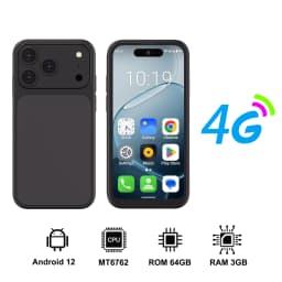 SERVO Mini Pocket Smartphone 4G LTE 4.0" HD Display Android 12 Dual SIM 3GB RAM 64GB ROM Face Unlock WiFi GPS Small Mobile Phone