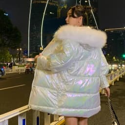 2025 New Winter Parkas Thicken Women's Jacket Puffer Coat Glossy Warm Fur Collar Hooded Long Female Down Cotton Parka Outwear