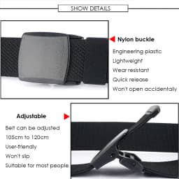 95cm-120cm Metal-free Elastic Belts for Men Women Hard Plastic Buckle Stretch Belt Male Trouser Girdles Waistband Black